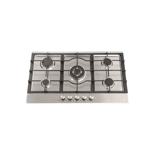Montpellier GH91X 86cm Five Burner Gas Hob - Stainless Steel With Cast Iron Pan Supports