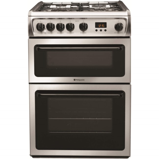 Hotpoint HAG60X 60cm Double Oven Gas Cooker - Stainless Steel