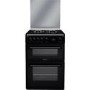 Hotpoint 60cm Double Oven Gas Cooker with Lid - Black