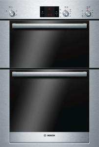 BOSCH HBM13B550B Exxcel Hot Air Electric Built-in Double Multi-function Oven in Brushed Steel