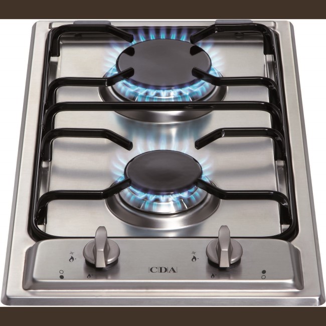 GRADE A1 - CDA HCG301SS Domino Two Burner Gas Hob Stainless Steel