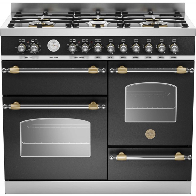 Bertazzoni HER100-6-MFE-T-NET Heritage Series 100cm Dual Fuel Range Cooker With A Triple Oven-Matt Black