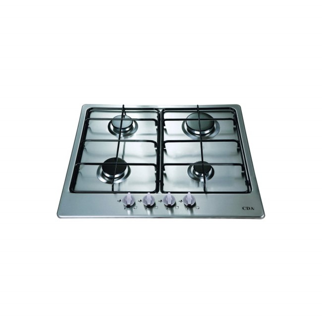 CDA HG6300SS Four Burner Gas Hob With Enamel Pan Stands Stainless Steel