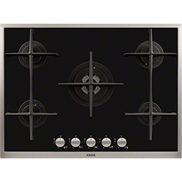 AEG HG795440XB 70cm Five Burner Gas-on-glass Hob With Stainless Steel Frame