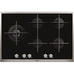AEG HG795540XB 70cm Five Burner Gas-on-glass Hob With Stainless Steel Frame