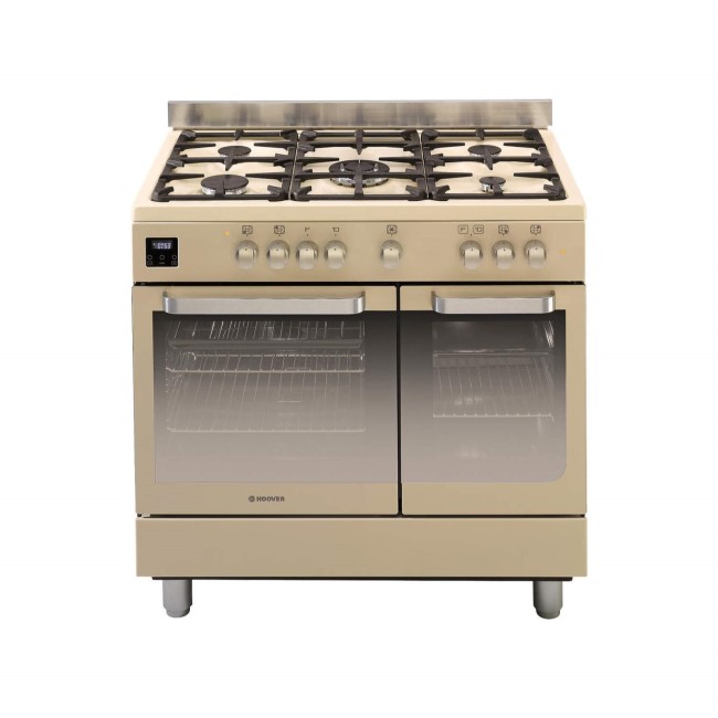 Hoover HGD9395IV Twin Cavity 90cm Dual Fuel Range Cooker Ivory