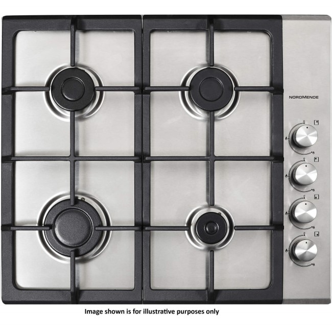 Nordmende HGX603IX Stainless Steel 60cm Gas Hob with SS Knobs Side Control X Design