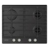Hoover HHG6BRSB 60cm Four Burner Gas Hob With Cast Iron Pan Stands - Black