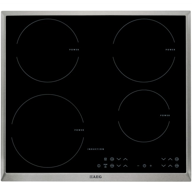 AEG HK634206XB Touch Control Four Zone Induction Hob With Stainless Steel Frame
