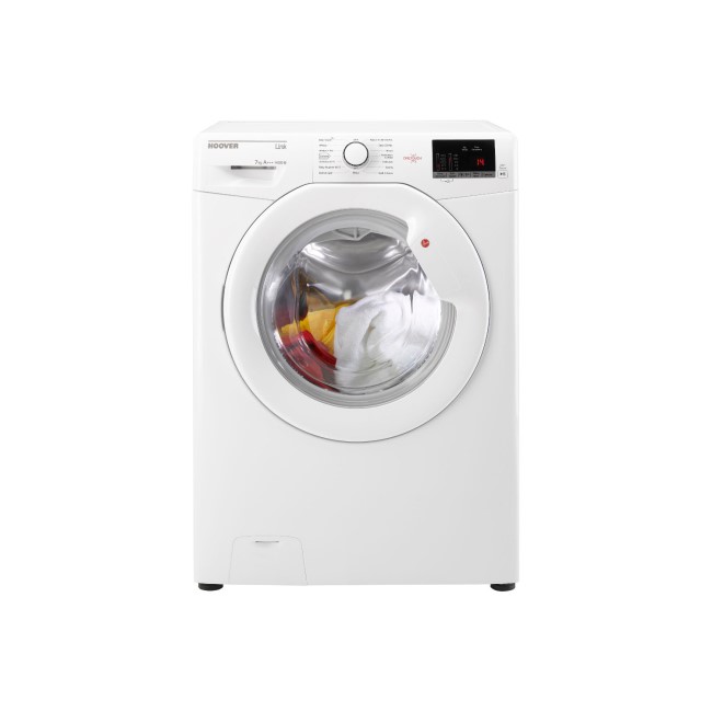 Hoover HL1472D3 Link With One Touch 7kg 1400 Spin Freestanding Washing Machine - White With White Door