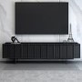Wide Black Oak TV Stand with Storage - TV's up to 70" - Helmer