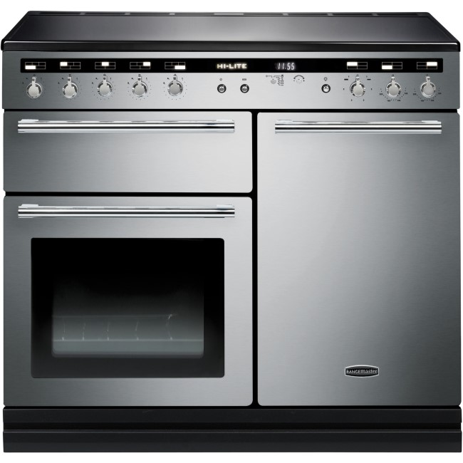 Rangemaster 104690 Hi Lite 100cm Electric Range Cooker With Induction Hob SS And Chrome