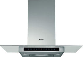 Hotpoint HTS93G Extra Quiet Flat Glass And Stainless Steel Chimney Cooker Hood