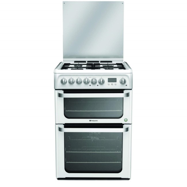 Hotpoint HUD61PS Ultima 60cm Double Oven Dual Fuel Cooker - Polar White