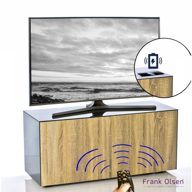 Frank Olsen INTEL1100GRY-OAK Grey and Oak TV Cabinet for up to 55'' TVs