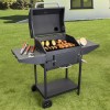 GRADE A1 - iQ Charcoal American Grill BBQ with Chimney Smoker Function Free Accessory Pack Includes BBQ Cover Utensil Set and Charcoal Starter
