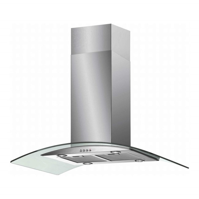 Baumatic ISL5SS 90cm Island Cooker Hood With Curved Glass Canopy Stainless Steel