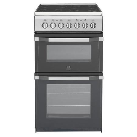 GRADE A1 - Indesit IT50C1S 50cm Double Cavity Electric Cooker Silver