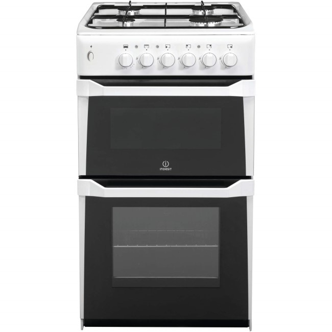 GRADE A1 - Indesit IT50GW 50cm Twin Cavity Gas Cooker in White