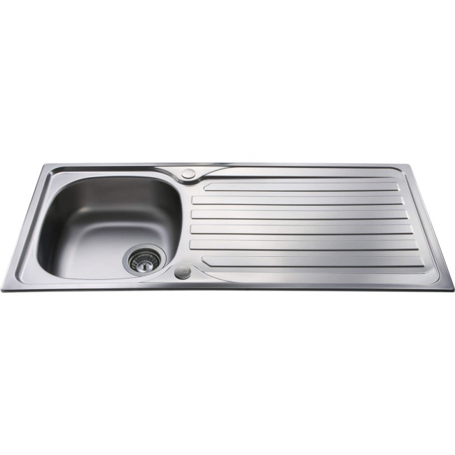 Single Bowl Chrome Stainless Steel Kitchen Sink with Reversible Drainer - CDA