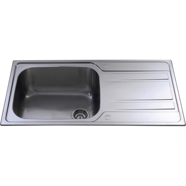 Single Bowl Inset Polished Chrome Stainless Steel Kitchen Sink with Reversible Drainer - CDA