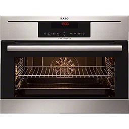 AEG KP8404021M Compact Height Electric Built-in Single Oven With Pyroluxe Cleaning Stainless Steel