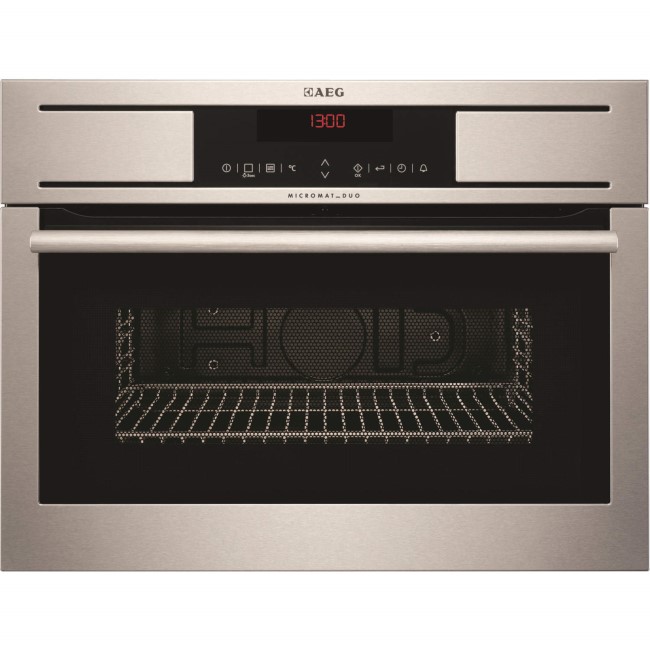 GRADE A1 - As new but box opened - AEG KR8403001M Touch Control Compact Height Built-in Microwave Oven Wth Grill - Antifingerprint Stainless Steel