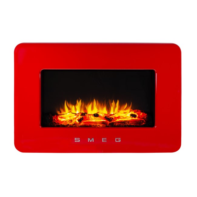 Smeg Modern Wall Mounted Electric Fire - Red Retro Style