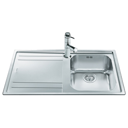 Smeg LE861S-2 Rigae 86cm Single Bowl Inset Stainless Steel Sink With Left Hand Drainer