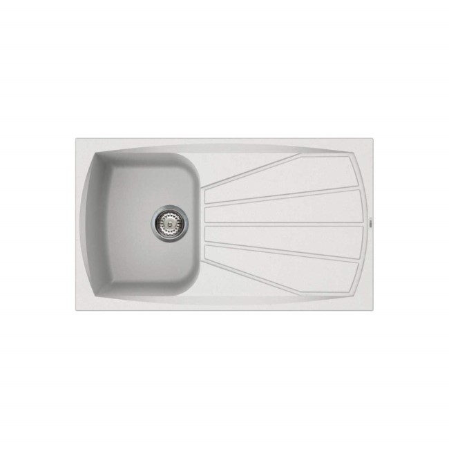 Reginox LIVING400-W 1.0 Bowl Regi-Granite Composite Sink With Reversible Drainer Granitetek White