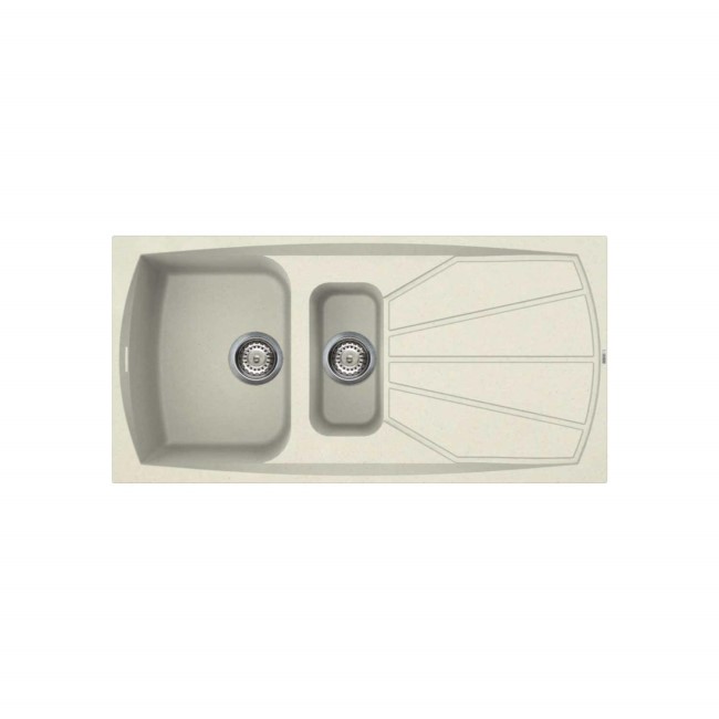 Reginox LIVING475-C 1.5 Bowl Regi-Granite Composite Sink With Reversible Drainer Granitetek Cream