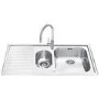 Smeg LM102S-2 Alba 1.5 Bowl Inset Fabric Finish Stainless Steel Sink With Left Hand Drainer