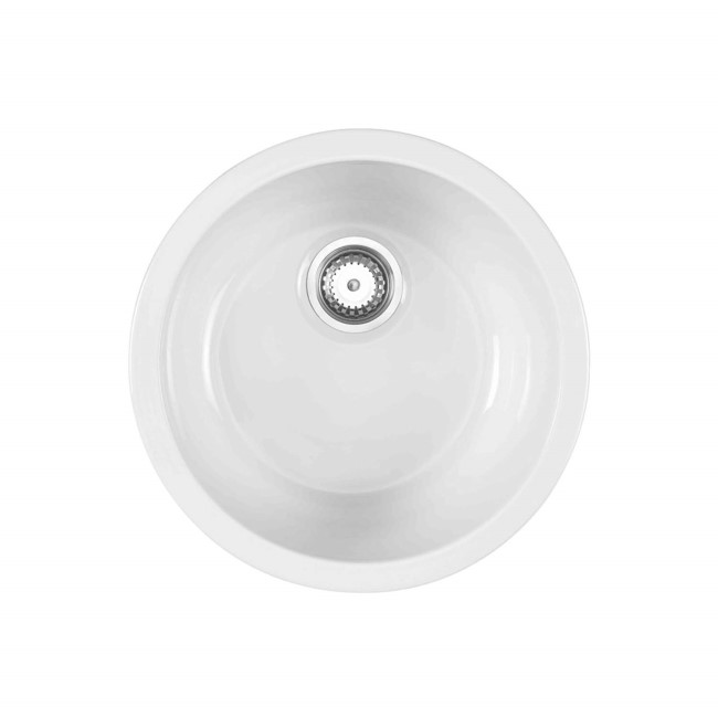 Astracast LNR1WHHOMESK Lincoln R1 Undermount Round Bowl Ceramic Sink in Gloss White