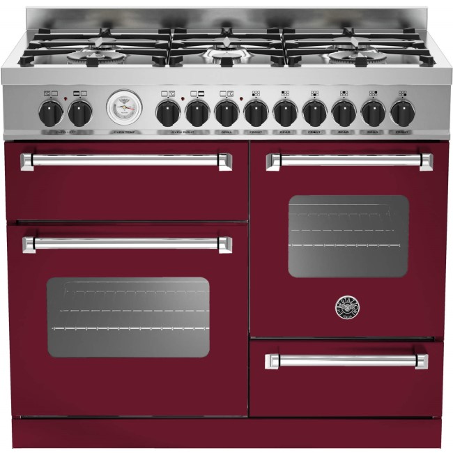 Bertazzoni MAS100-6-MFE-T-VIE Master Series 100cm Dual Fuel Range Cooker With A Triple Oven-Burgundy