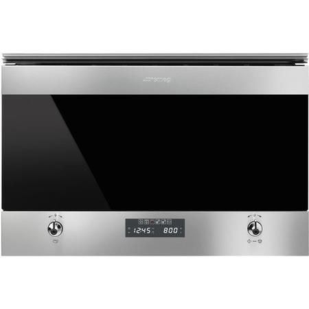 Smeg MP6322X Classic Built-in Microwave with Grill Stainless Steel And Dark Glass - 320mm Depth