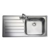 Single Bowl Stainless Steel Kitchen Sink with Left Hand Drainer - Rangemaster Oakland