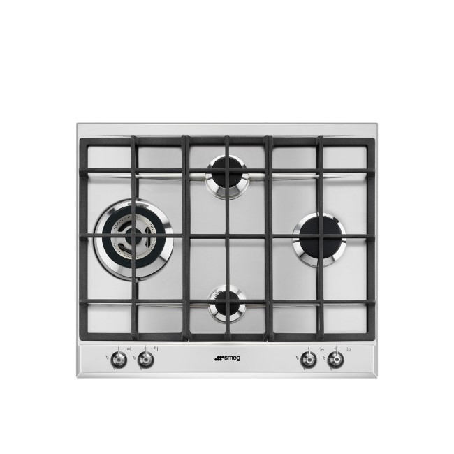 GRADE A1 - Smeg P361XGH 60cm Classic Stainless Steel 4 Burner Gas Hob with Ultra Rapid Burner