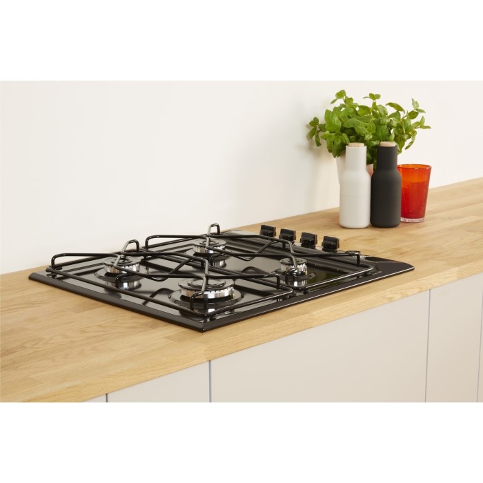 Indesit PAA642IBK Aria 60cm Four Burner Gas Hob Black Appliances Direct
