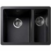 1.5 Bowl Undermount and Inset Black Granite Kitchen Sink with Righthand Drainer - Rangemaster Paragon