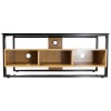 Proper TV Floor Stand Contemporary Design Tempered Glass and Wood