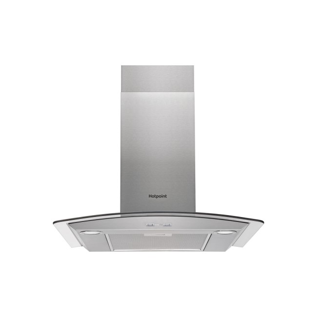 Hotpoint PHGC65FABX 60cm Chimney Cooker Hood Stainless Steel With Curved Glass Canopy
