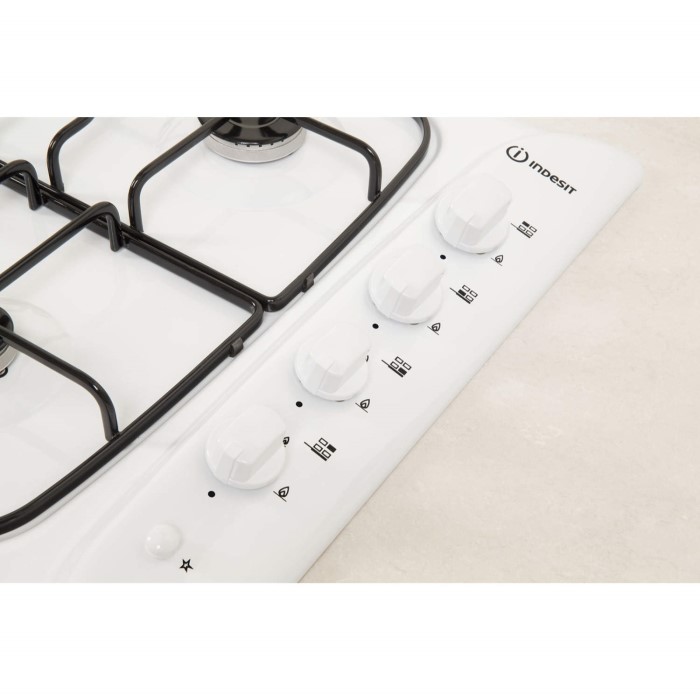 Indesit PIM640ASWH 60cm 4 Burner Gas Hob in White Appliances Direct