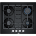 Refurbished Bosch Serie 4 PNP6B6B90 60cm 4 Burner Gas-on-glass Hob With Cast Iron Pan Stands Black