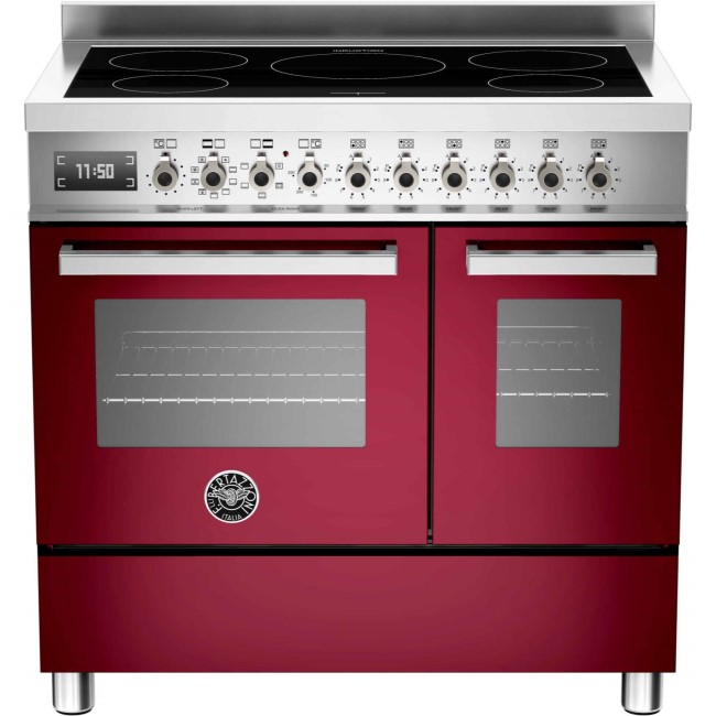 Bertazzoni Professional 90cm Double Oven Electric Range Cooker with Induction Hob - Burgundy