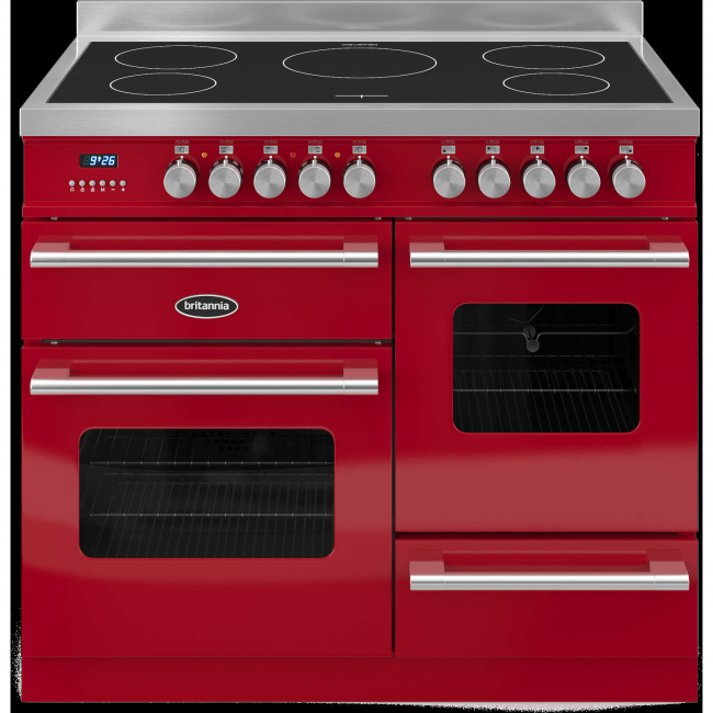 Britannia RC-10XGI-DE-RED Delphi XG 100cm Electric Range Cooker With Induction Hob - Gloss Red