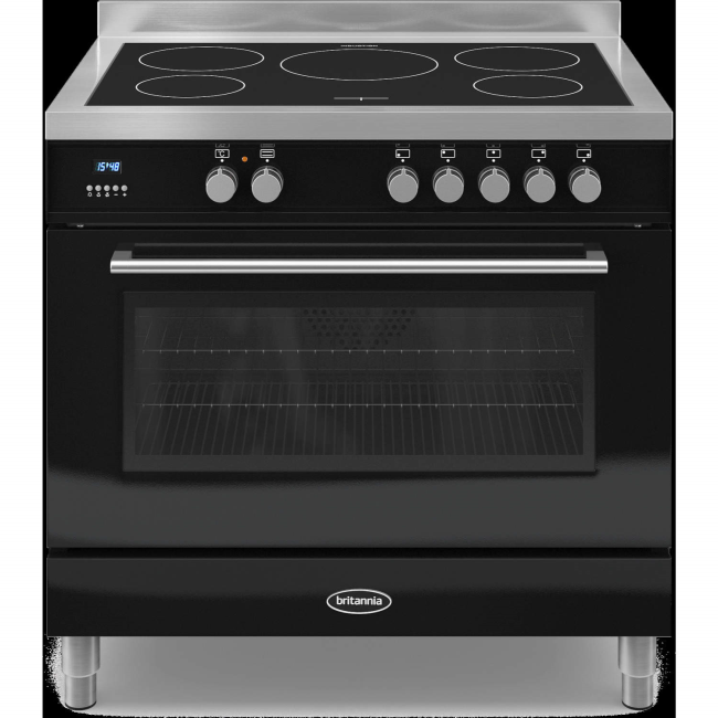 Britannia RC-9SI-QL-K Q Line Single Oven 90cm Electric Range Cooker With Induction Hob - Gloss Black