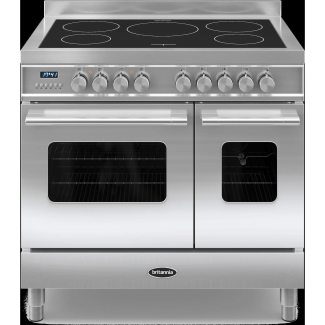 Britannia RC-9TI-DE-S Delphi Twin Oven 90cm Electric Range Cooker With Induction Hob - Stainless Steel