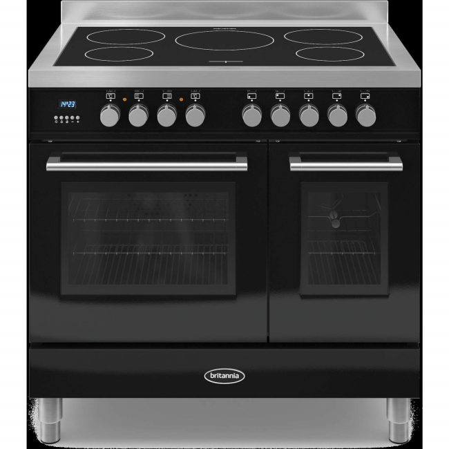 Britannia RC-9TI-QL-K Q Line Twin Oven 90cm Electric Range Cooker With Induction Hob - Gloss Black