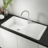 Single Bowl White Ceramic Kitchen Sink with Reversible Drainer - Reginox