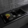 1.5 Bowl Inset Black Ceramic Kitchen Sink with Reversible Drainer - Reginox